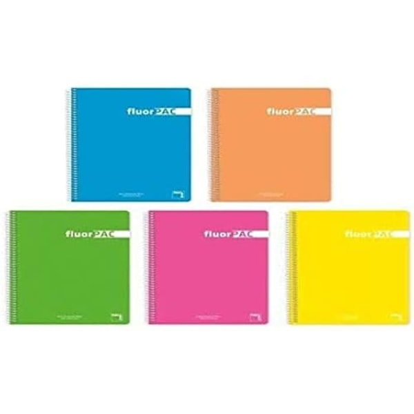 Notebook - PACSA - Fluorpac - 80 ark - Polypropylen covers - 5 assorterede farver Blandad