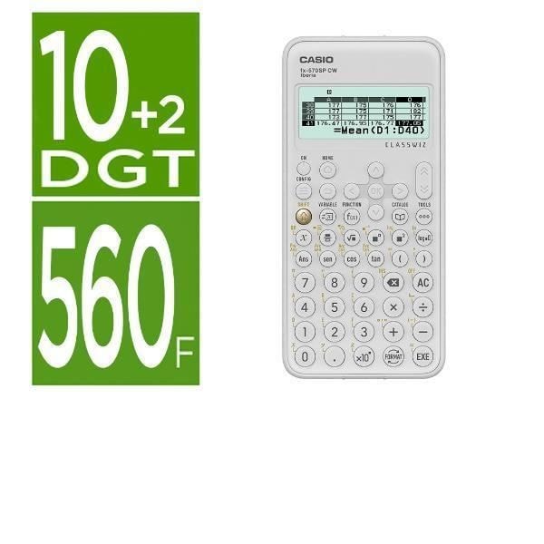 Fickräknare - Casio - Fx-570spclasswiz - Vetenskaplig - Batteridriven - Vit färg