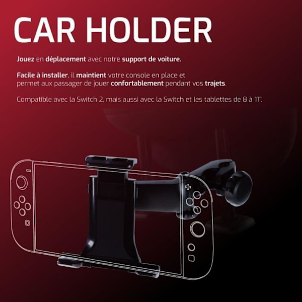 Support til bil - ONLAN - Nintendo Switch 2 - Bærbar konsol og 8'' tablet - Sort Svart