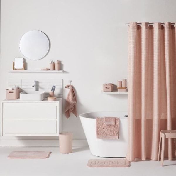 Rynket bruserforhæng - Pink - Polyester - 180 x 200 cm - 12 kroge - UTILITY - TODAY Rosa
