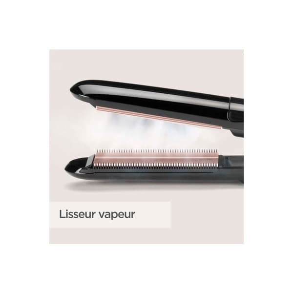 Dampglatter - Babyliss - Steam Smooth ST493E - Sort - Afskårne kanter - 3030050181081 Sort