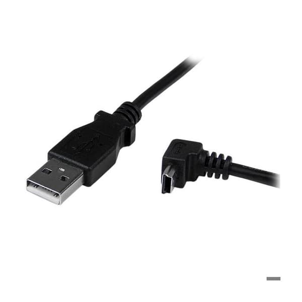 Mini USB-A til Mini B kabel vinklet 90° nedad - STARTECH - 2m - Dobbelt skærmet - 90 graders stik
