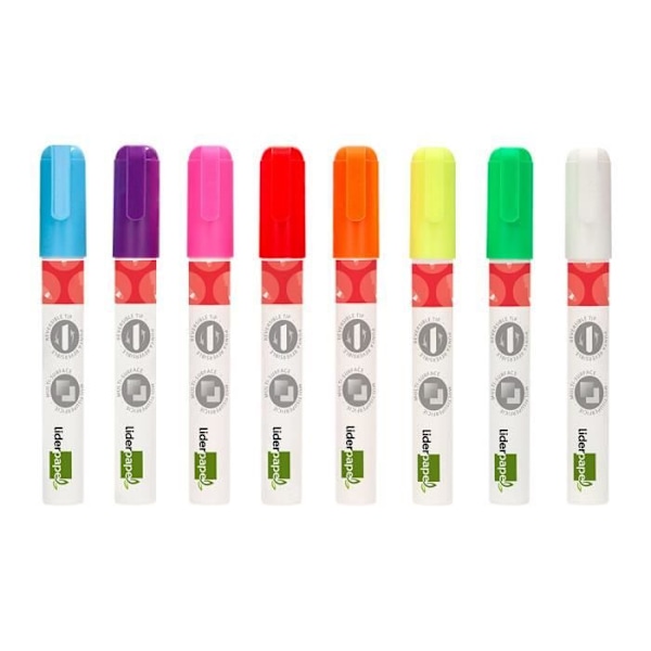 Liderpapel Marker - Nestemäinen liitumuste - 6mm pyöreä kärki - 8 kpl laatikko - Eri värejä Färgsortiment