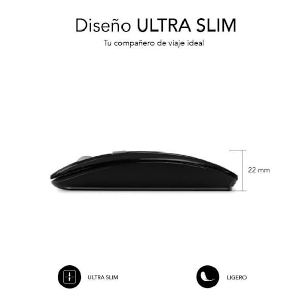 Bluetooth trådløs mus Subblim Dual Flat/ Genopladeligt batteri/ Op til 1600 DPI Bleu Sort
