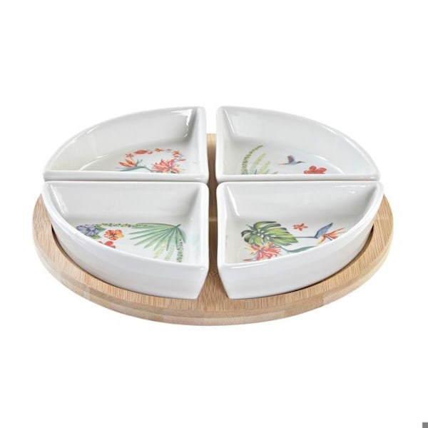 Bambu Tropiikkikeraaminen Astiasetti DKD Home Decor vit/multifärgad/naturlig