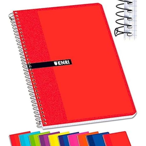 Spiral Notebook - ENRI - Paket med 10 - 80 ark - 60g - Mjukt omslag