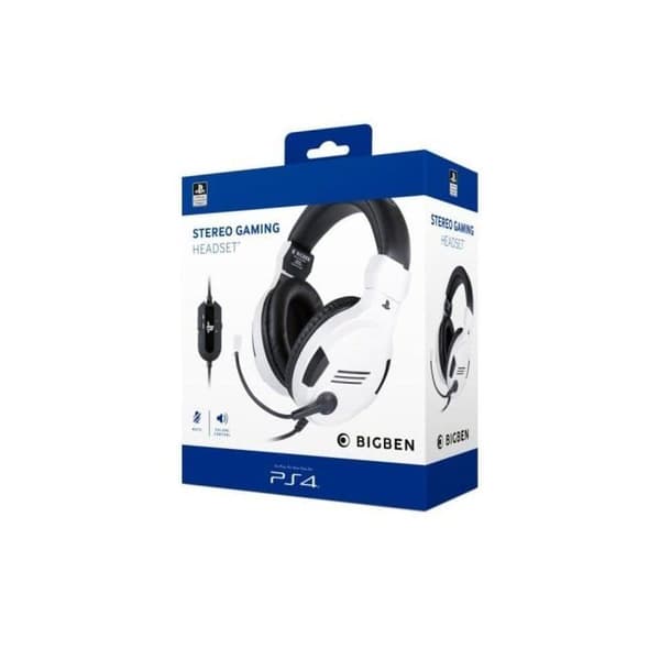 PS4 headset - BIGBEN - V3 White - Wired - Over-ear - Adjustable microphone Hvid