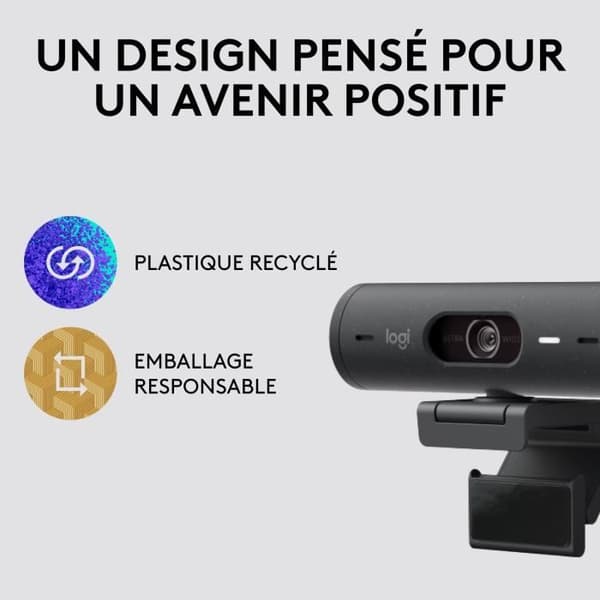 Webcam - Full HD 1080p - Logitech - Brio 500 - Indbygget mikrofon - Grafit