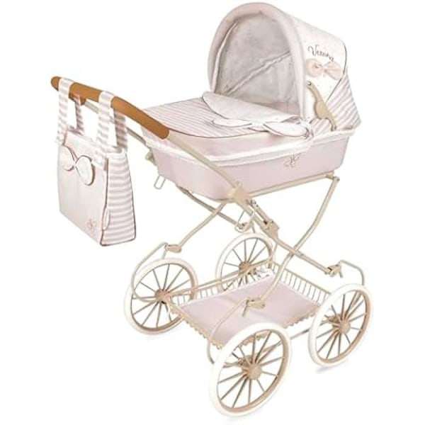 Dockvagn för dockor - DE CUEVAS - Verona - Fällbar - Matchande väska ingår - 81 cm hög Beige och ljusgrå