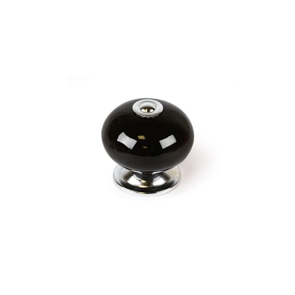 Blisterpakning med 4 runde porcelænsmøbelknopper i sort finish mod.e517 ø40mm rei.
