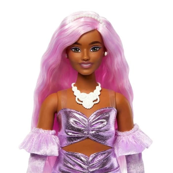 Barbie-Deluxe Style - Barbie-nukke vaaleanpunaisessa kiiltävissä mekossa HYV25 Rosa
