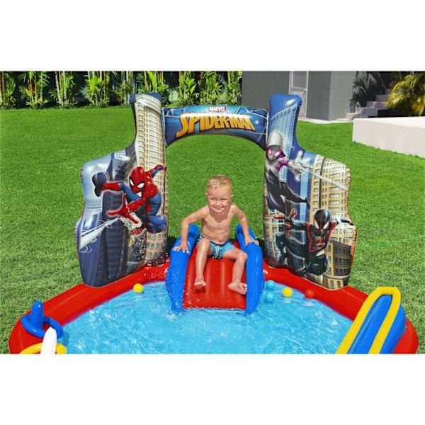 Bestway børnepool Spiderman legepark 211 x 206 x 127 cm Blå