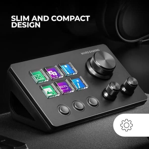 Control Deck Compact - Mars Gaming - MSD-Two - 6 Kosketusta LCD - 3 Monitoimi Pyörää - Musta