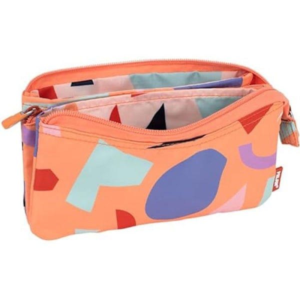 Pencil Case - MILAN - Hauskatseeläimet - 5 osastoa - Vetoketju - Oranssi ja beige orange och beige