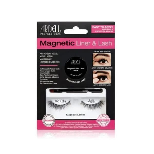 Faux vipper - Ardell - Demi Wispies - Magnetisk - Sort - Sæt med gel og børste Sort