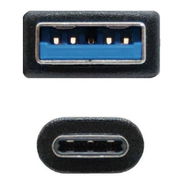 USB A til USB C kabel - NANOCABLE - 10.01.4000 - 0,5 m - Sort - USB A og C stik