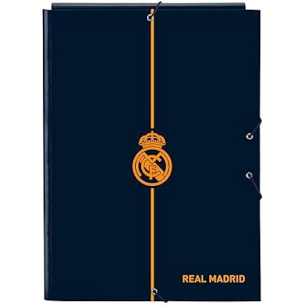Binder - SAFTA - Real Madrid 2. hold 24/25 - Hårdt omslag - 3 klapper - Ideel til børn marinblå