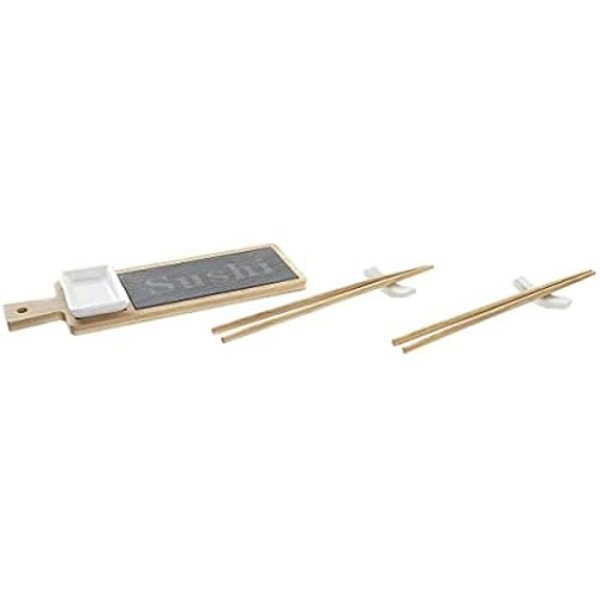 Sushi Set - DKD Heminredning - Naturlig - Bambu och skiffer - 28 x 9 x 2 cm - Rektangulär Färg: Naturlig