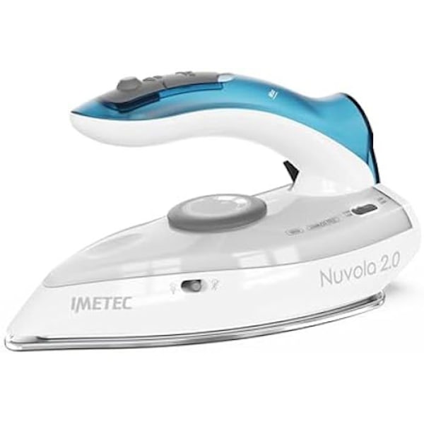 Imetec Nuvola 2.0 rejsestrygejern - 1000 watt dampstrygejern - strygesål af rustfrit stål - Rejsesæt medfølger - Håndtag