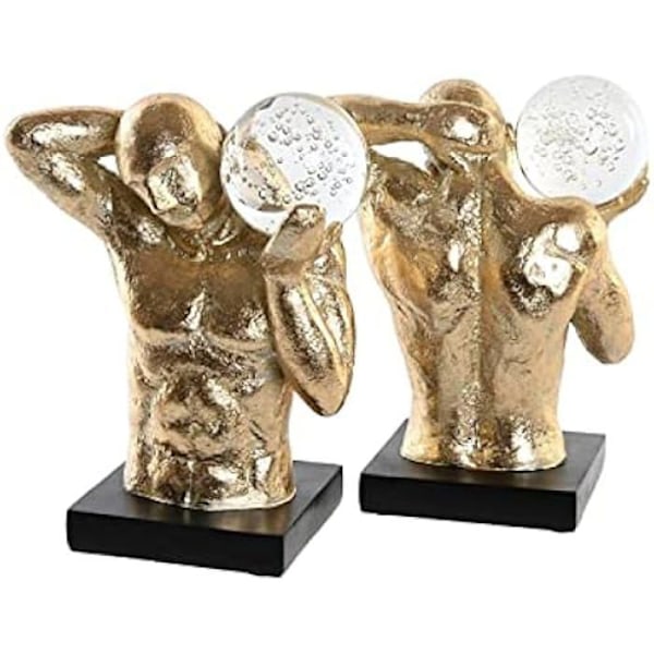 Kirjatelineet - DKD Kodin sisustus - Vakio - Musta ja kulta - Hartsi - 31 x 10 x 19,3 cm Guld, sort