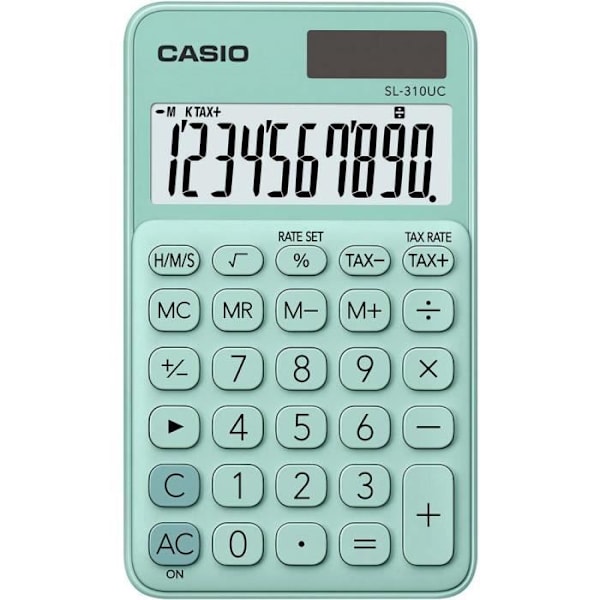 Taskulaskin - Casio - SL-310UC-GN - Vihreä - Näyttö 10 - Aurinko- ja paristokäyttöinen