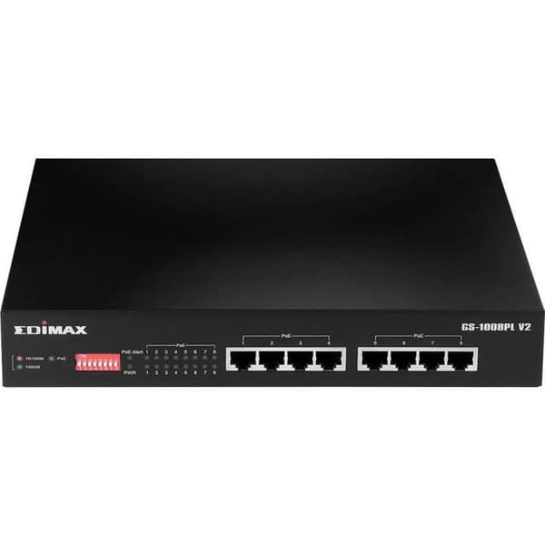 Netværksswitch - EDIMAX - GS-1008PL V2 - 8 porte - Gigabit Ethernet - PoE Extend 200m
