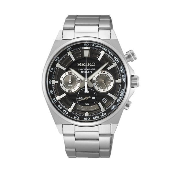 Ur - SEIKO - SSB397P1 - Sortlæder - Vandtæthed 10 Atm - Kvarts - Analogisk Svart silver