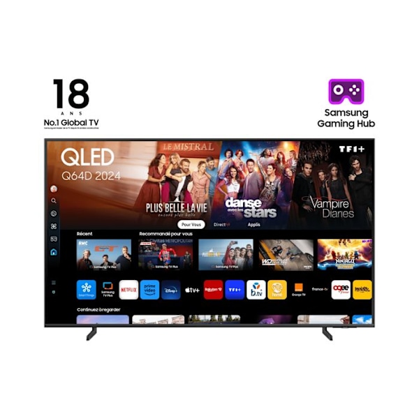 TV QLED 4K - SAMSUNG - TQ75Q64D - 75 tuumaa - älykäs TV Tizen - ohut muotoilu 25 mm