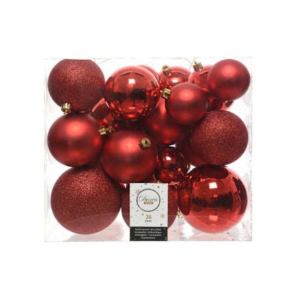 Julekugler - Decoris - 26 stykker - Rød - Ø8 cm - Festlig dekoration Röd