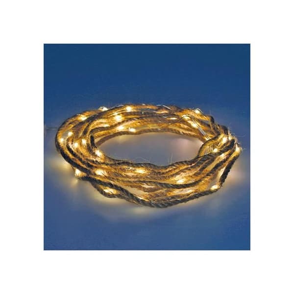 GENERISK - Fixed Battery Garland 30 Microleds Jute Rope Warm White Light 5,03m
