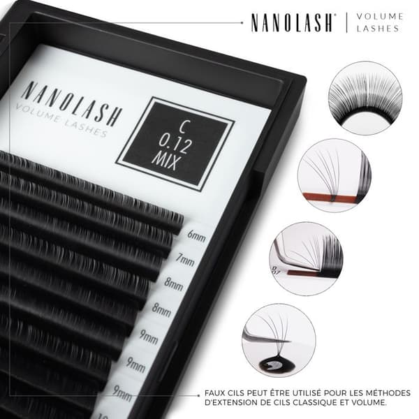 Extensions af vipper - Nanolash - Volumenvipper - 0.05 D curl - 6-13 mm - Sort