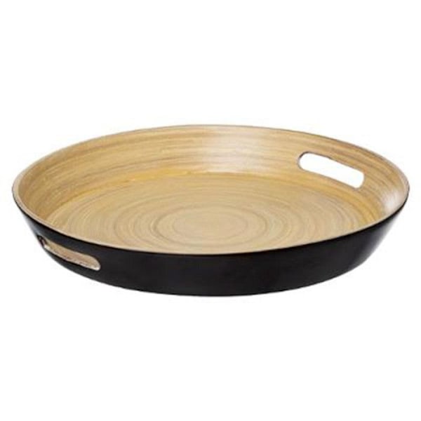 Pyöreä bambutarjotin "Moderni" 42 cm hiiltä sort