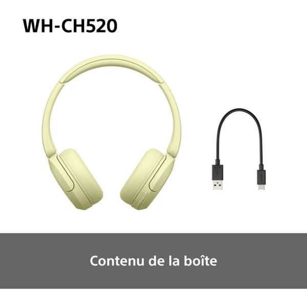 Sony trådløse Bluetooth multipoint headset WHCH520 Gul Gul