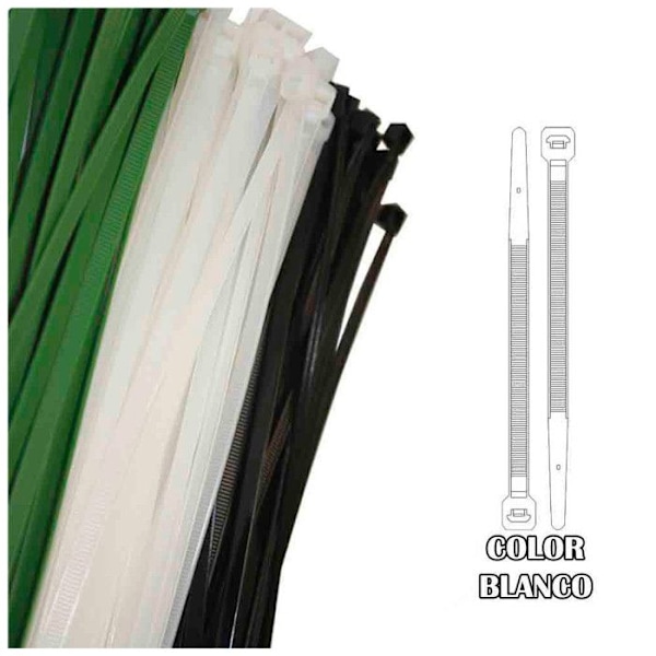 Klämma - Plast - 380x4,8 mm - Paket om 100 - Färg Vit - Bredd 4 mm Vit