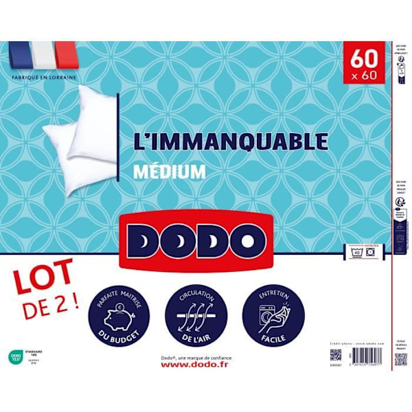 DODO Set med 2 Medelkuddar - DET OMFATTANDE - 60 x 60 cm - Vit Sovrum