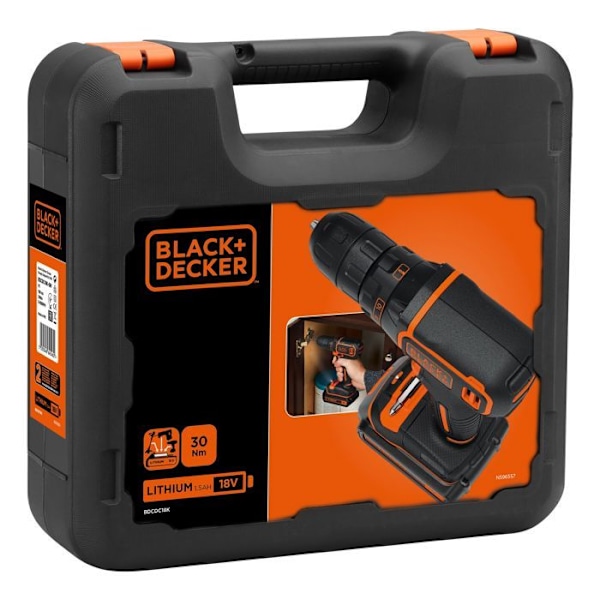 Akkuporakone - Black+Decker - 18V - 1 1,5Ah akku - Kompakti ja kevyt