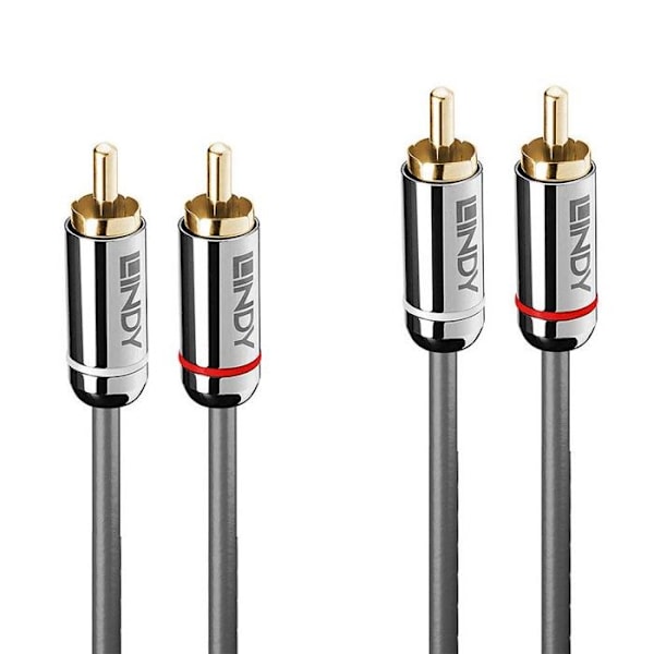 Audio-kaapeli 2x RCA - Cromo Line - 1m - LINDY - 24 karaatin kullattuja liittimiä - Taipuisa kaapeli
