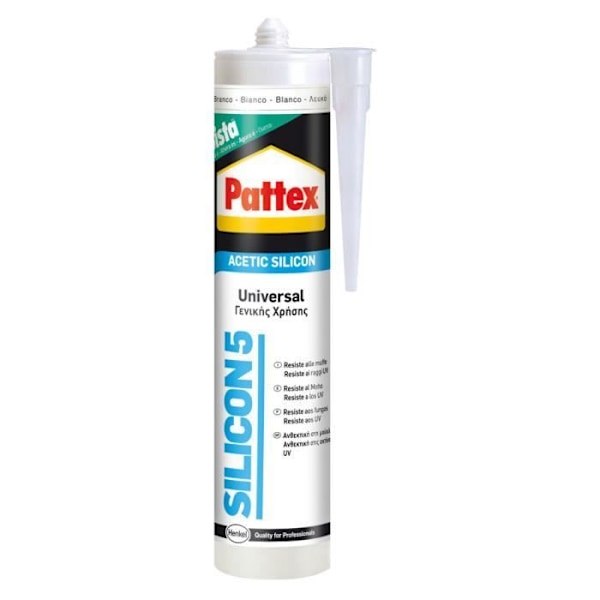 Pattex - Sigillante acetico bianco silikon - 280ml - för glaskeramik sanitet - mögelbeständig Vit