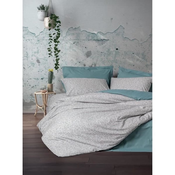 Sängkläder - 1 påslakan 220 x 240 cm + 2 örngott 60 x 60 cm - 100% förstärkt bomull - Mintgrön Mynta