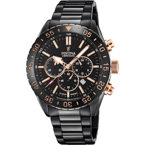 Festina kronograf svart klocka - FESTINA - Herr - Vattentät 100m - Safirglas Svart