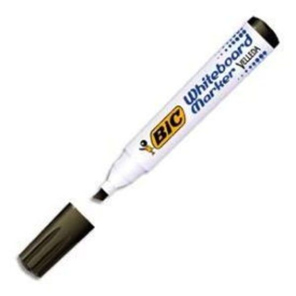 Sletbare markører - BIC - Velleda 1751 - Mejselspids - Pakke med 12 - Sort Svart