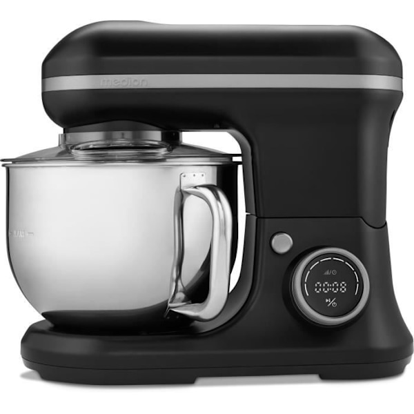 Robot pâtissier - MEDION - MD18420 - 1200 W - 5 L - 8 hastigheder - Skål til is - Sort Svart