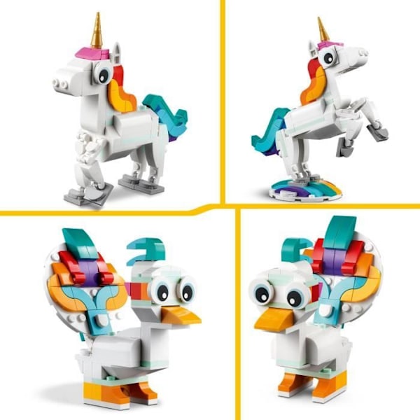 LEGO® Creator 3-i-1 31140 Den magiske enhjørning, søhest og påfuglelegetøj, dyreminifigurer Flerfärgad