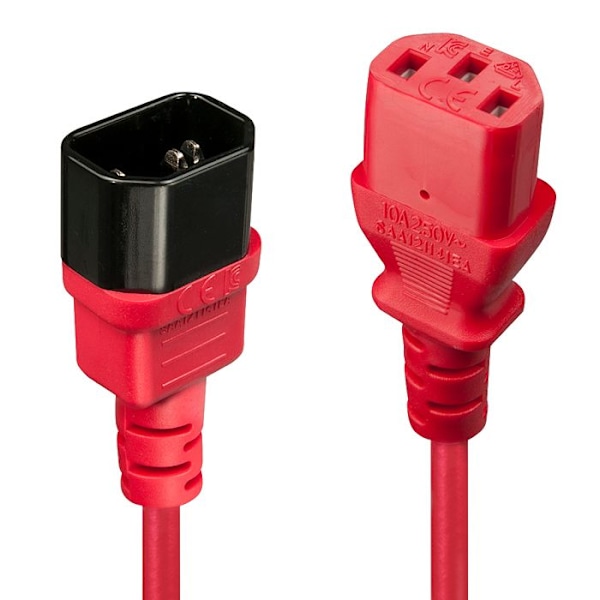 Lindy strømkabelforlænger IEC 60320 C13 til IEC 60320 C14 50 cm støbt rød