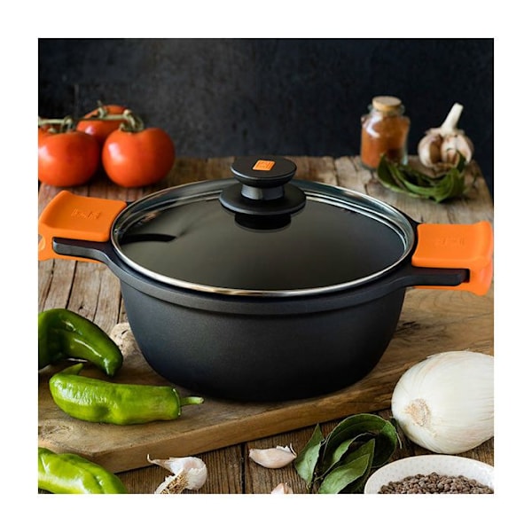 PINTI Casserole 2 håndterer effektivt non-stick pander med låg CM28 Naranja
