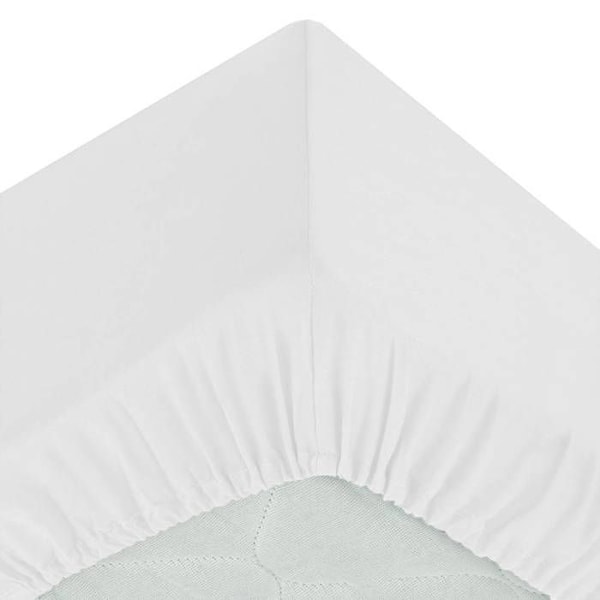 Drap-housse - ATMOSPHERA - Vit - 140x190 cm - Huvud H30 cm - 100% Bomull Vit