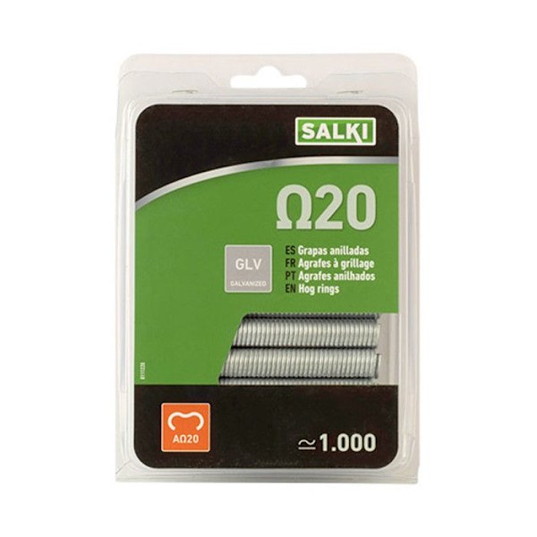 SALKI Set 1000 Grapa omega 20 mesh niitit viite 111220 galvanoitu omega 20 mesh ja aidanidit Galvaniseret