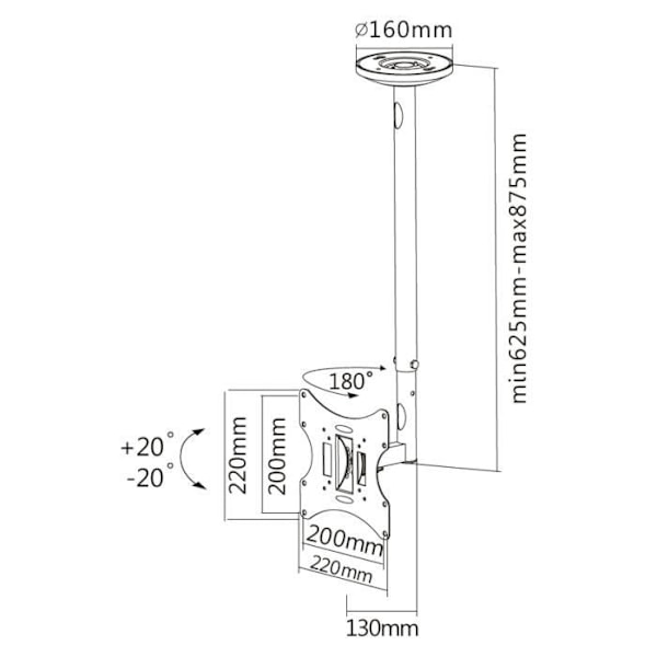 Loftsbeslag til LCD-skærm NEWSTAR FPMA-C060BLACK - Sort - 10"-40" - Vipbar