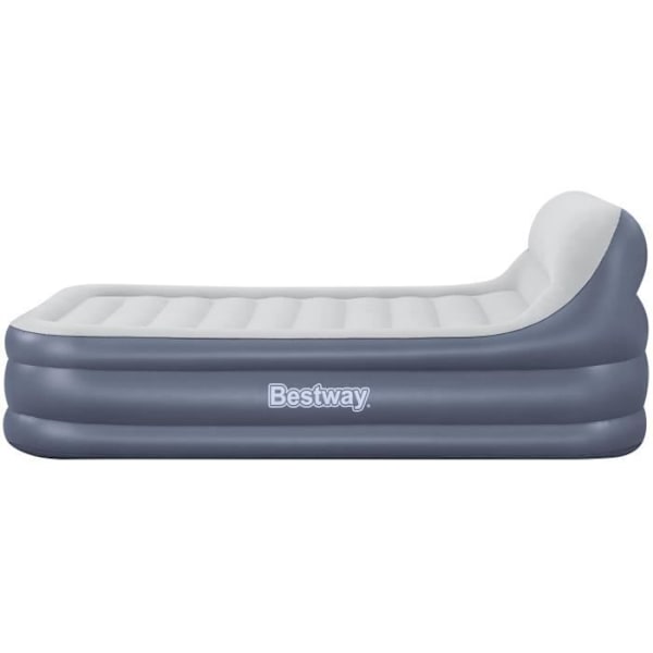 Oppustelig seng - BESTWAY - 67923 - Tritech™ SleekFlow™ - 2 personer, 226 x 152 x 84 cm, hovedgærde, indbygget pumpe blå/grå