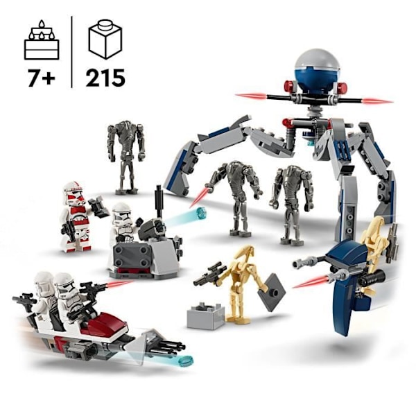 LEGO® 75372 Star Wars -kloonisotilaat ja taisteludroidit -taistelupaketti, lelu pikapyörällä ja minihahmolla Flerfärgad